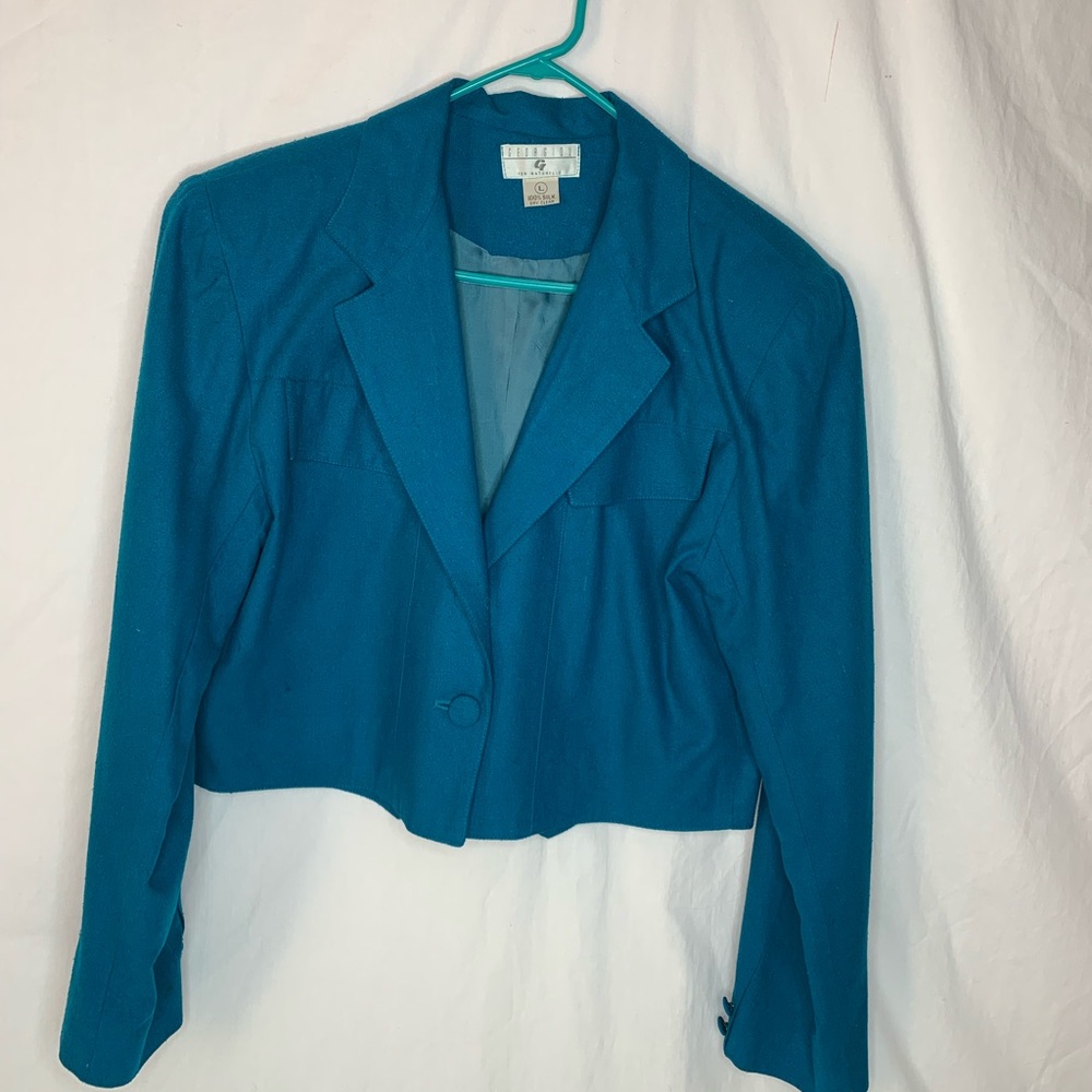 vintage Georgiou bolero blazer jacket L silk shoulder pads